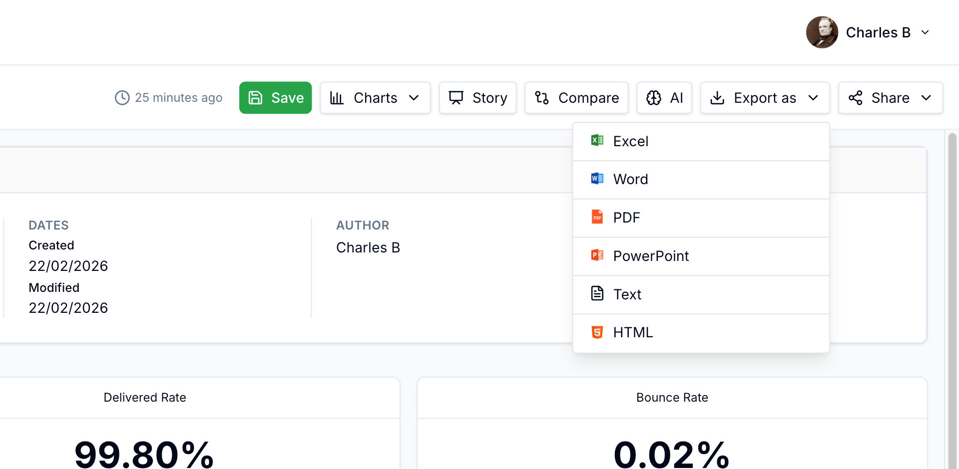 Export and reporting feature preview