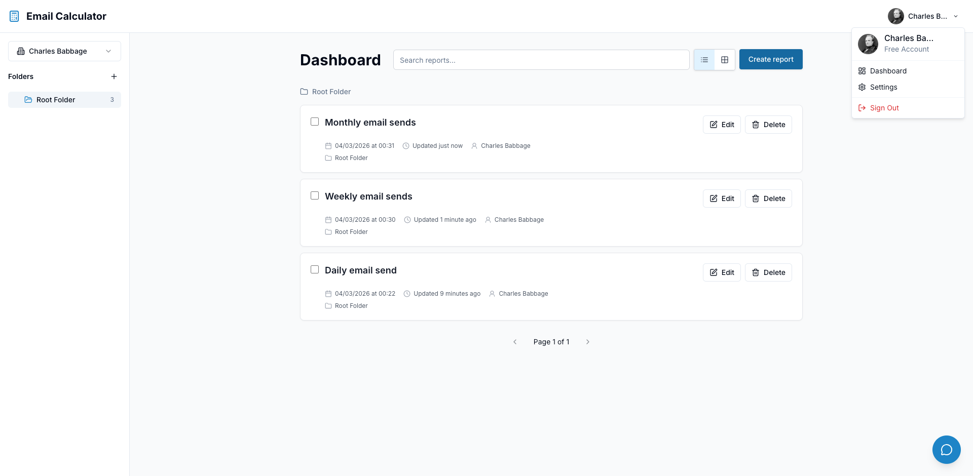 Campaign dashboard preview